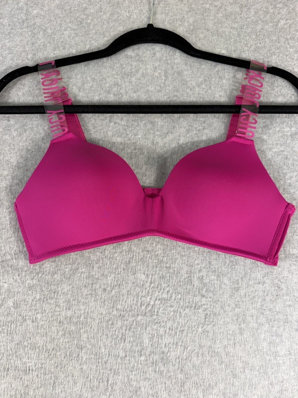 Women's Juicy Couture Bra Hot Pink Logo Strap Size 34B